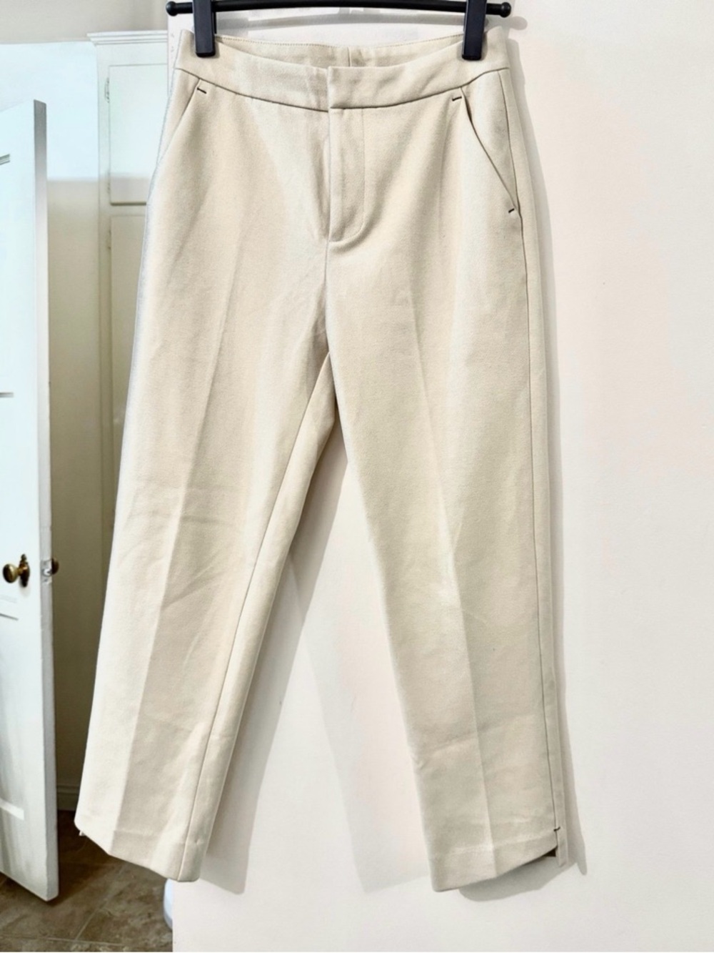 beige wool blend Hi-low hem Pants